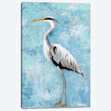 Hazy Morning Heron II Canvas Print #SWA54} by Sally Swatland Canvas Wall Art