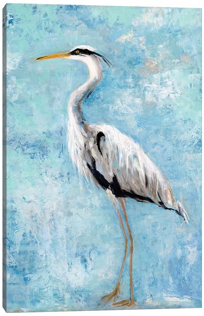 Hazy Morning Heron II Canvas Art Print - Heron Art