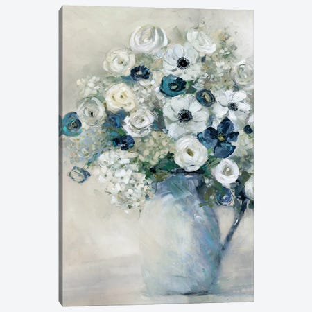 Anemone And Blue Canvas Print #SWA60} by Sally Swatland Canvas Art