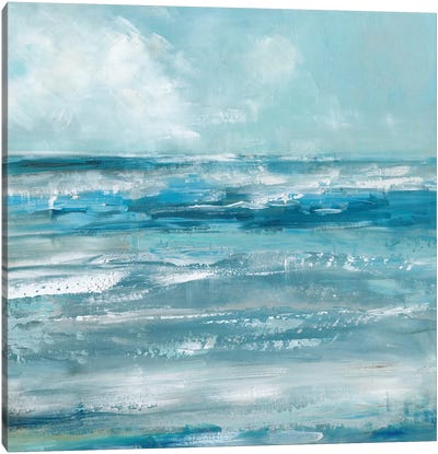 Windswept Waves Canvas Art Print - Teal Art