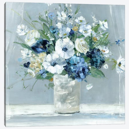 Be Happy Blue Canvas Print #SWA90} by Sally Swatland Art Print