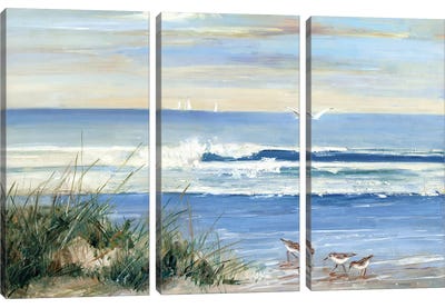 Beach Combers Canvas Art Print - 3-Piece Beach Art