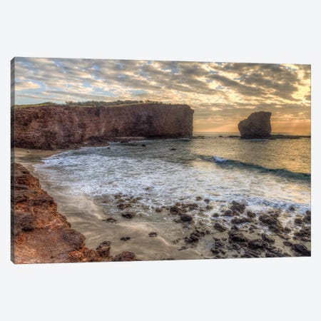 View from beach at Manele Bay of Puu Pehe at sunrise, South Shore of Lanai Island, Hawaii Canvas Print #SWE100} by Stuart Westmorland Canvas Print