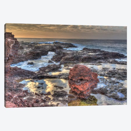 View from beach at Manele Bay of Puu Pehe at sunrise, South Shore of Lanai Island, Hawaii Canvas Print #SWE101} by Stuart Westmorland Canvas Art Print