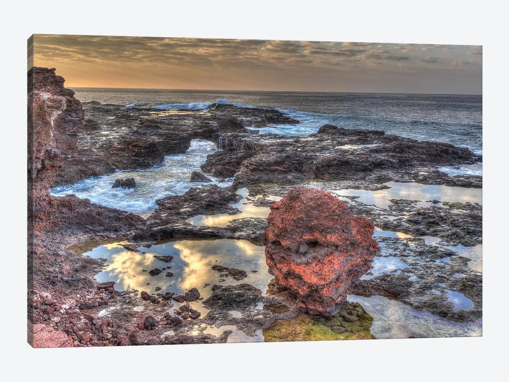 View from beach at Manele Bay of Puu Pehe at sunrise, South Shore of Lanai Island, Hawaii by Stuart Westmorland 1-piece Art Print