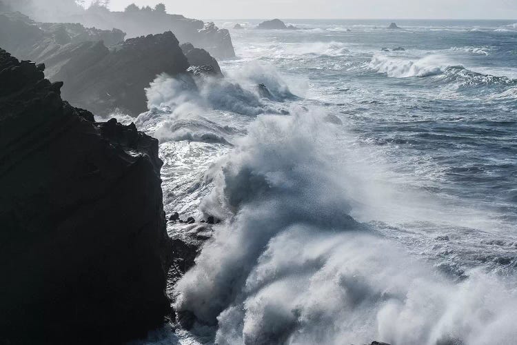 Winter storm watching, Shore Acres State Park, Southern Oregon Coast, USA