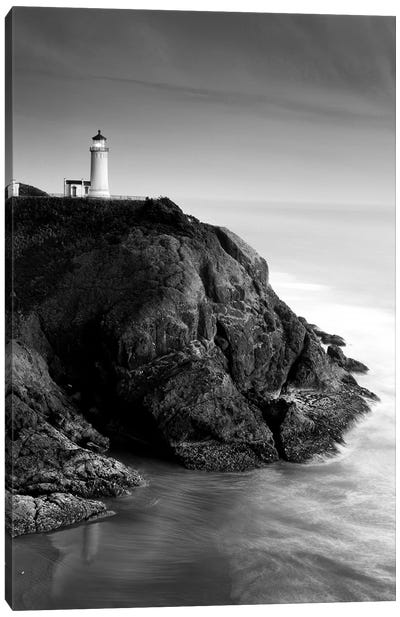 North Head Lighthouse In B&W, North Head, Cape Disappointment State Park, Washington, USA Canvas Art Print
