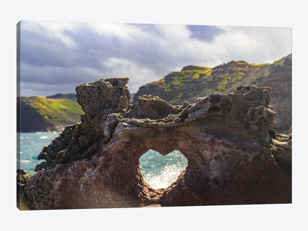Heart-shaped opening near Nakalele Blowhole, northern tip of Maui, Hawaii by Stuart Westmorland 1-piece Art Print