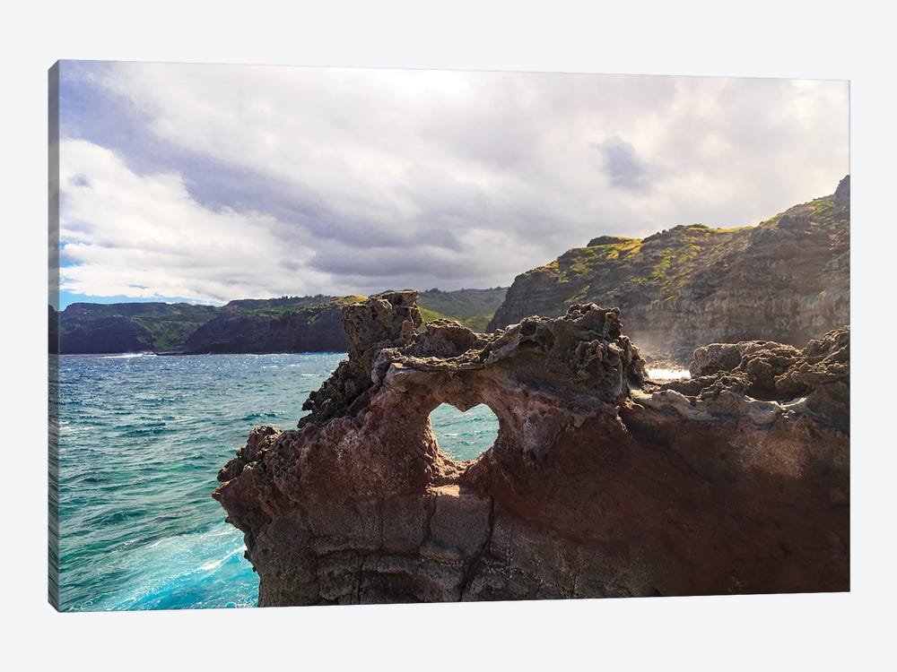 Heart-shaped opening near Nakalele Blowhole, northern tip of Maui, Hawaii by Stuart Westmorland 1-piece Canvas Artwork