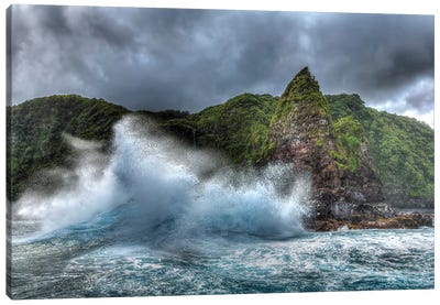 Jurassic Rock, Rugged Coastline of North East Shoreline of Maui, Hawaii Canvas Art Print - Maui Art