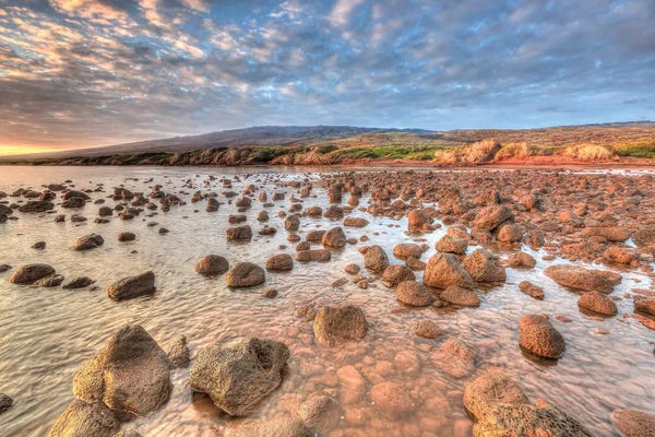 Rocky Shore near Kaleahi at sunrise, North Shore, Lanai Island, Hawaii