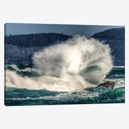 Spring Storm, breaking waves, Cape Kiwanda State Park, Oregon Coast, USA, Late Spring Canvas Print #SWE74} by Stuart Westmorland Canvas Artwork