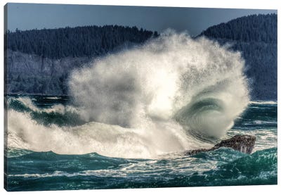 Spring Storm, breaking waves, Cape Kiwanda State Park, Oregon Coast, USA, Late Spring Canvas Art Print