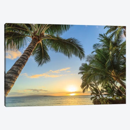 Sunset at beach near Wailea, Maui, Hawaii, USA Canvas Print #SWE90} by Stuart Westmorland Art Print