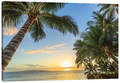 Sunset at beach near Wailea, Maui, Hawaii, USA Canvas Art Print