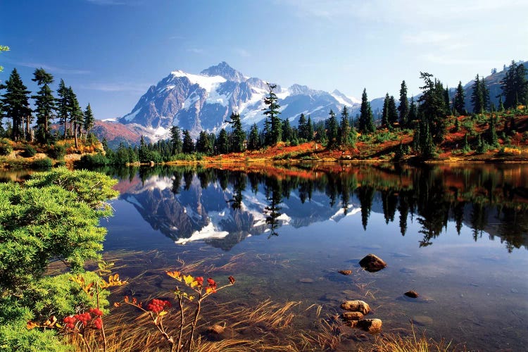 Mount Shuksan And Its Reflection In Picture Lake, North Cascades National Park, Washington, USA