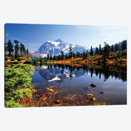 Mount Shuksan And Its Reflection In Picture Lake, North Cascades National Park, Washington, USA Canvas Print #SWE9} by Stuart Westmorland Canvas Artwork