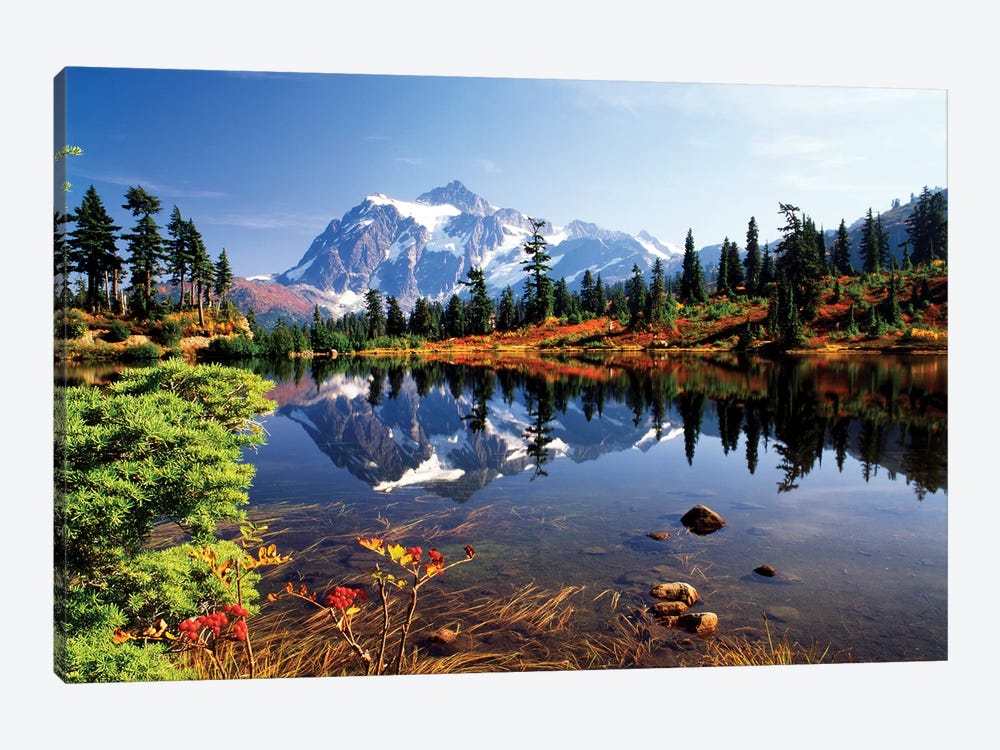 Mount Shuksan And Its Reflection In Picture Lake, North Cascades National Park, Washington, USA 1-piece Canvas Print