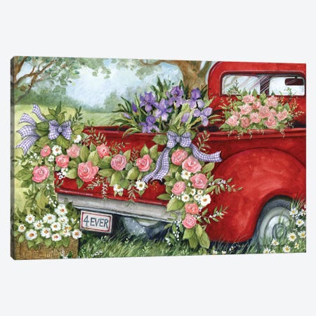 Garland Red Truck Canvas Print #SWG100} by Susan Winget Canvas Art