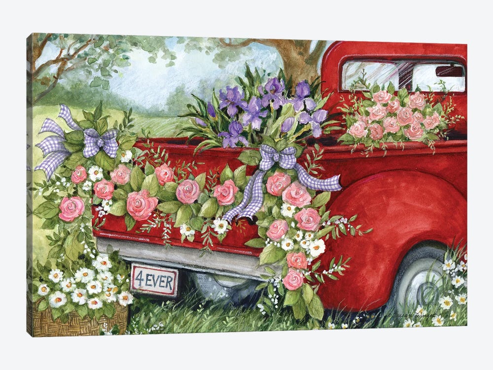 Garland Red Truck by Susan Winget 1-piece Canvas Wall Art