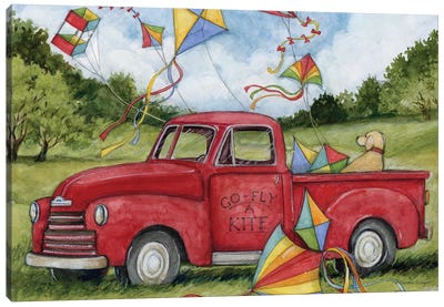 Go Fly A Kite Truck Canvas Art Print - Kites