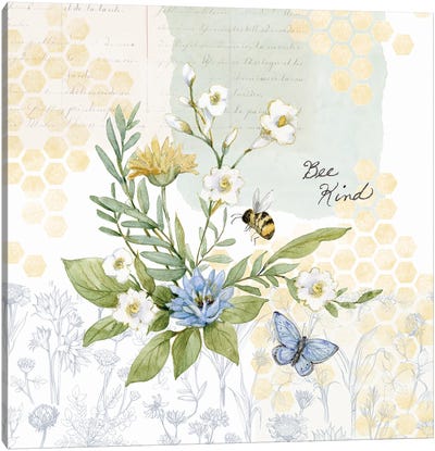 Bee Florals II Canvas Art Print - Susan Winget