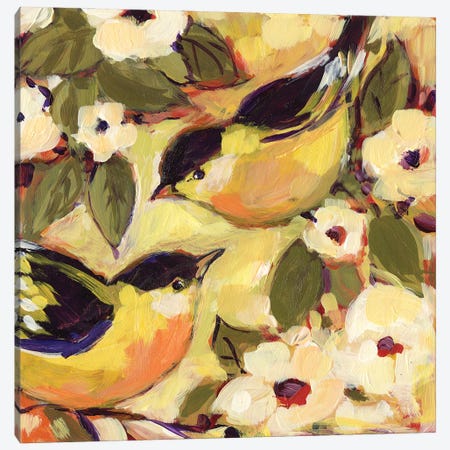 Gold Finch Pair Yellow Canvas Print #SWG111} by Susan Winget Canvas Print