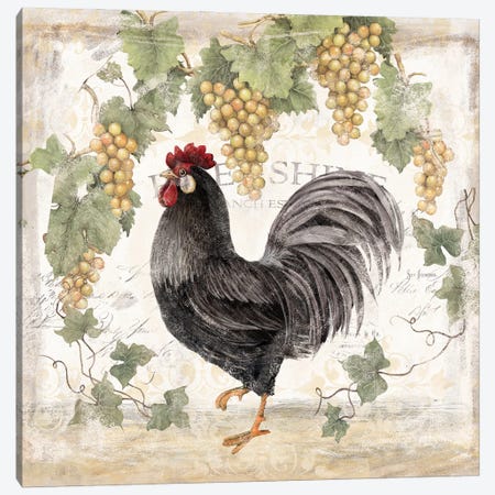 Gold Grapes Rooster Canvas Print #SWG112} by Susan Winget Art Print