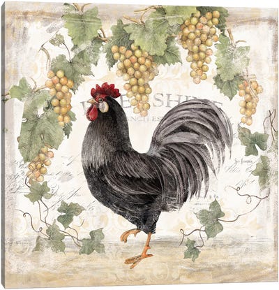 Gold Grapes Rooster Canvas Art Print - Susan Winget