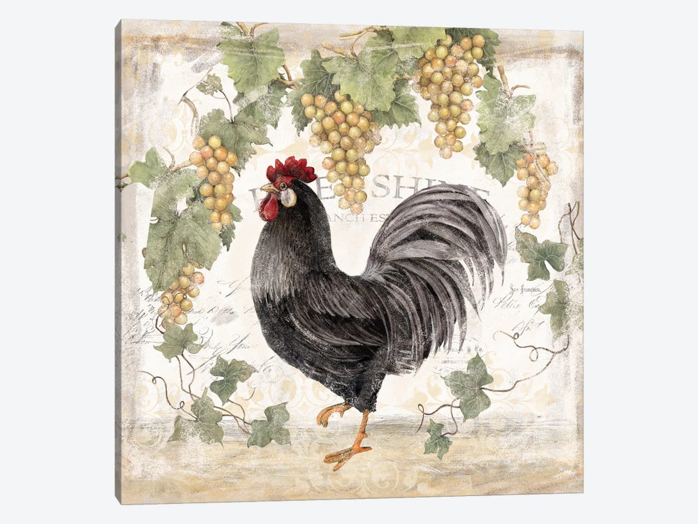 Gold Grapes Rooster by Susan Winget 1-piece Canvas Print