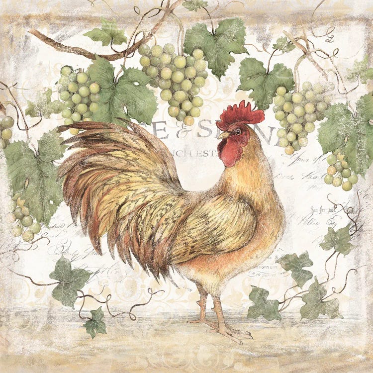 Golden Grape Rooster by Susan Winget wall art