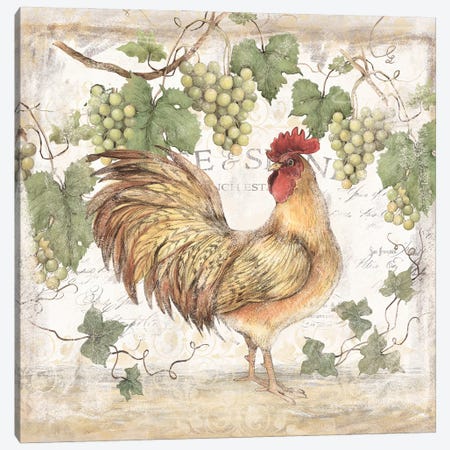 Golden Grape Rooster Canvas Print #SWG113} by Susan Winget Art Print