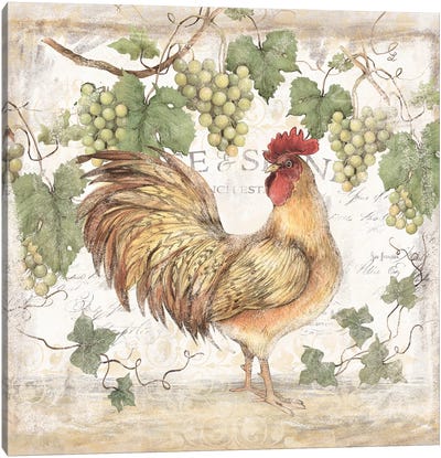 Golden Grape Rooster Canvas Art Print - Susan Winget