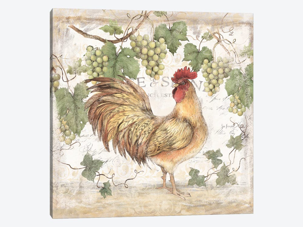 Golden Grape Rooster by Susan Winget 1-piece Canvas Art