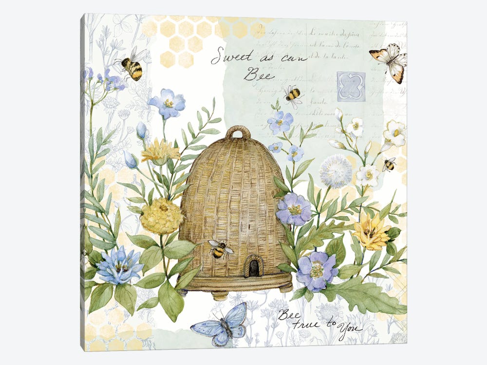 Bee Florals Skep by Susan Winget 1-piece Canvas Print