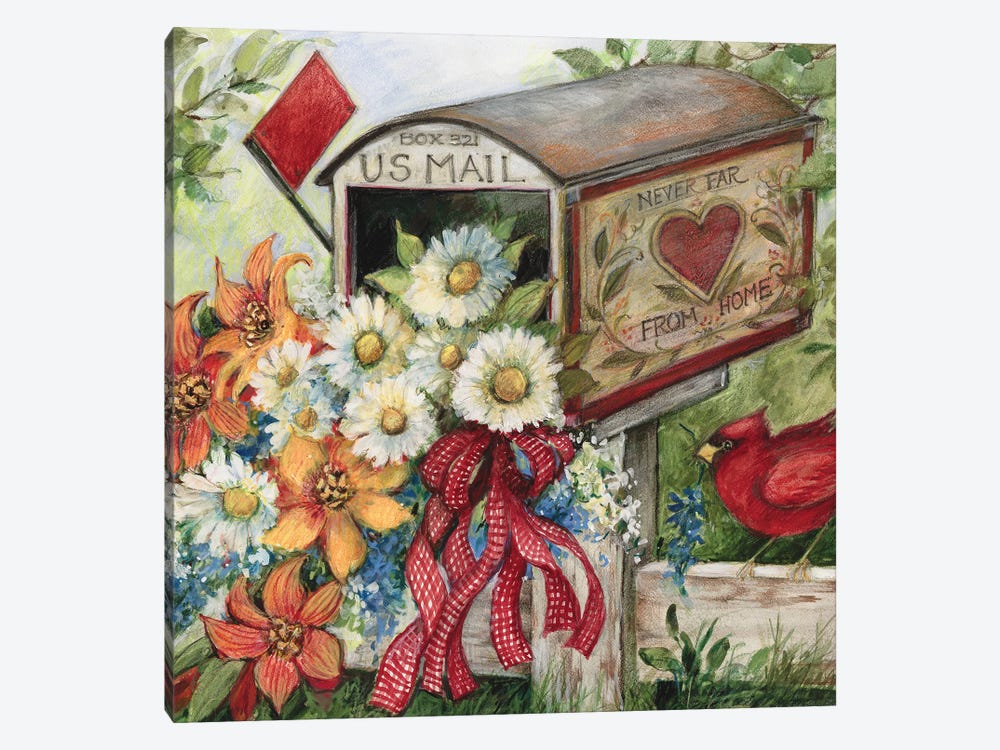 Heart Mailbox Flowers by Susan Winget 1-piece Canvas Print