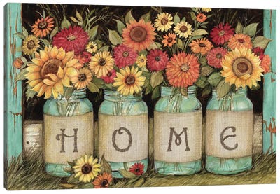 Home Mason Jars Canvas Art Print - Gardening Art