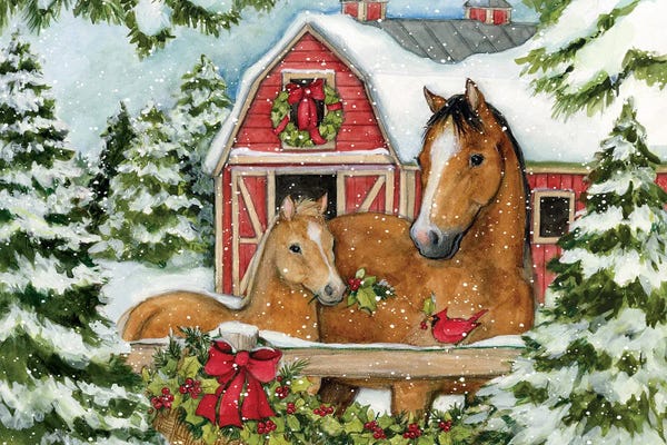 Cardinals: Horse Pair-Horizontal by Susan Winget