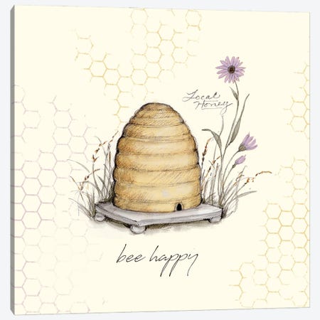 Bee Happy Canvas Print #SWG12} by Susan Winget Canvas Art Print