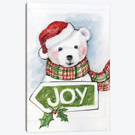 Joy Polar Bear Canvas Print #SWG135} by Susan Winget Canvas Wall Art