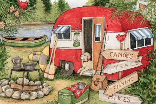 Labrador Retrievers: Lake Campsite by Susan Winget