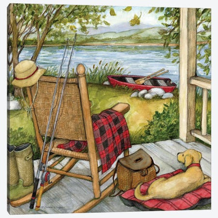 Lake Front Porch Canvas Print #SWG138} by Susan Winget Canvas Print