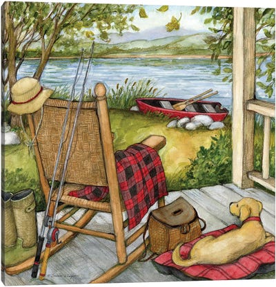 Lake Front Porch Canvas Art Print - Susan Winget