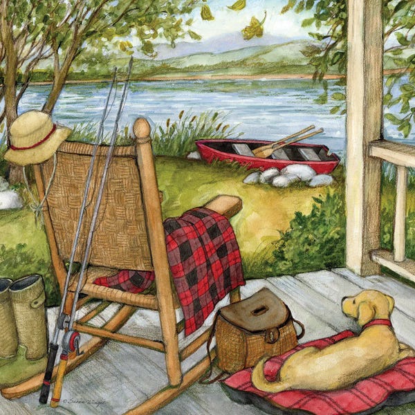 Labrador Retrievers: Lake Front Porch by Susan Winget