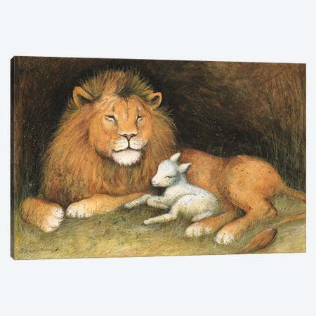 Lion And Lamb Canvas Print #SWG141} by Susan Winget Canvas Art