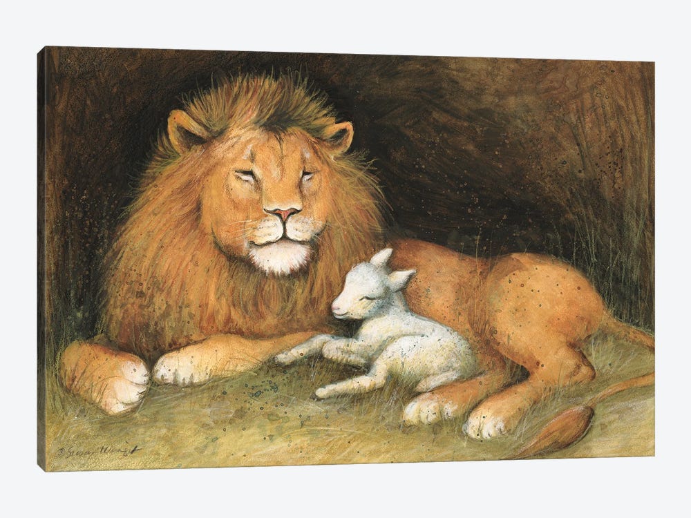 Lion And Lamb by Susan Winget 1-piece Canvas Art Print