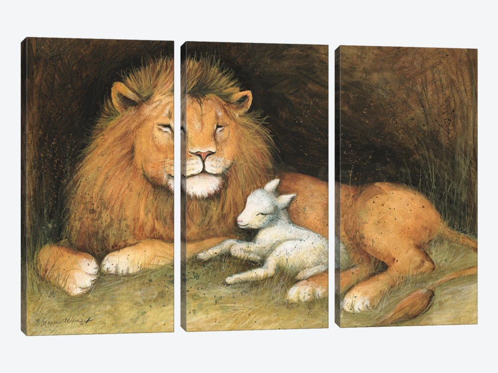 Lion And Lamb by Susan Winget 3-piece Art Print