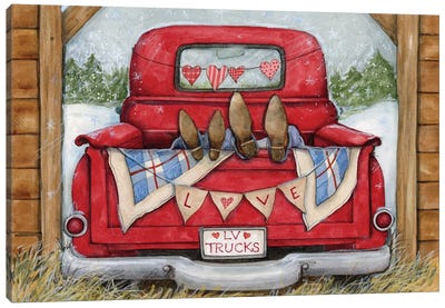 Love Red Truck Canvas Art Print - Susan Winget