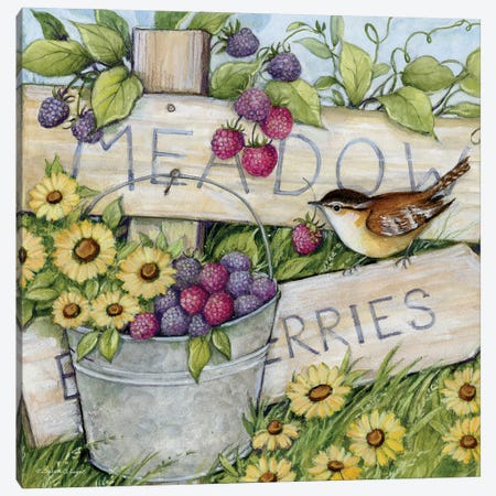 Meadow Blackberry Sign Canvas Print #SWG149} by Susan Winget Canvas Artwork
