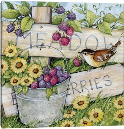 Meadow Blackberry Sign Canvas Art Print - Gardening Art